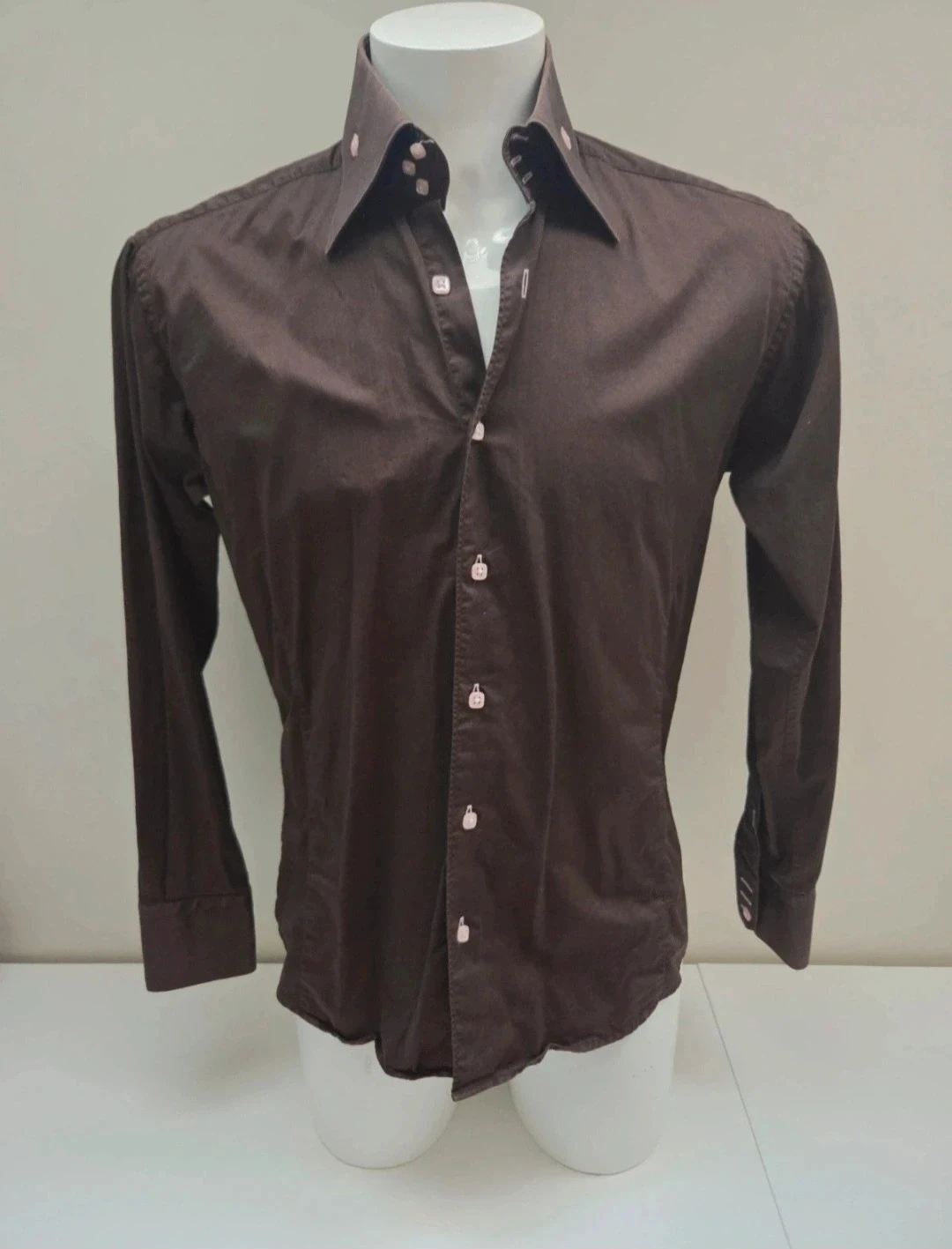Chemise manches longues marron